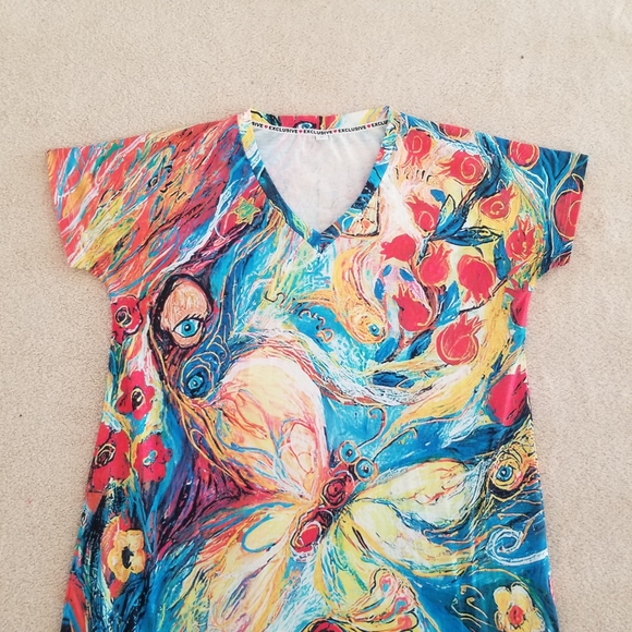 Exclusive Heart Floral Artistic Abstract Peacock Print Maxi Dress Size XL - Picture 4 of 11